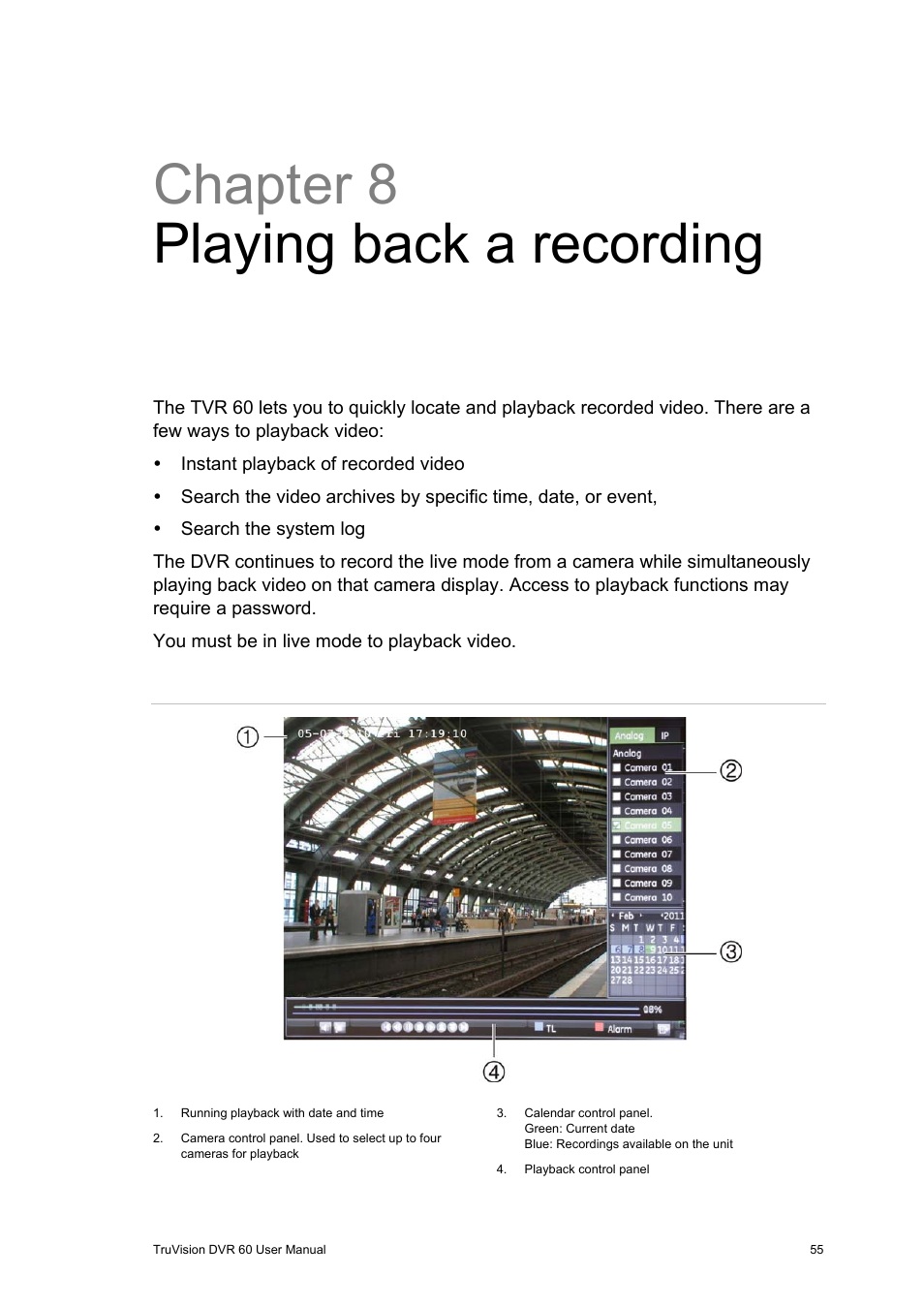 Chapter 8 playing back a recording | Interlogix DVR 60 User Manual User Manual | Page 61 / 164