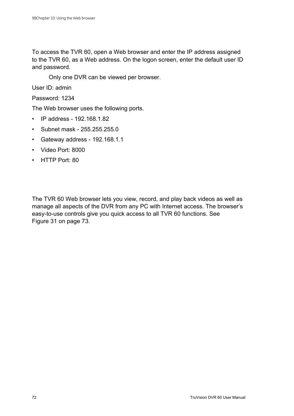 Accessing the web browser, Web browser overview | Interlogix DVR 60 User Manual User Manual | Page 78 / 164