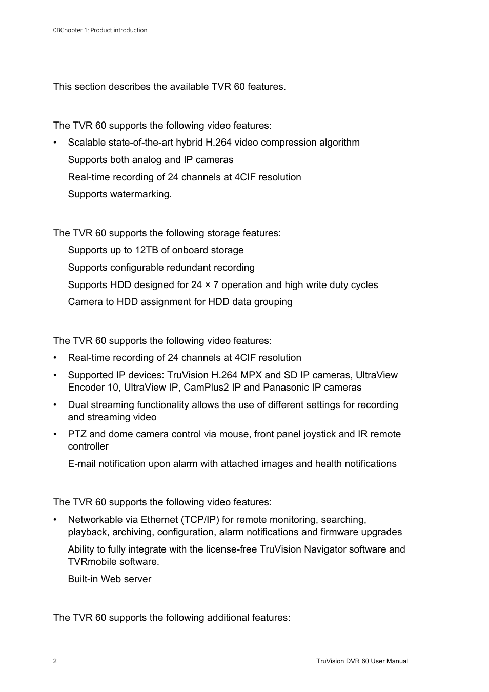 Features | Interlogix DVR 60 User Manual User Manual | Page 8 / 164