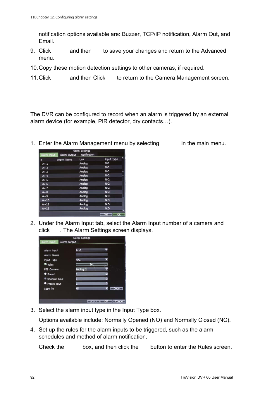 Setting up external alarms, Ms 92 | Interlogix DVR 60 User Manual User Manual | Page 98 / 164