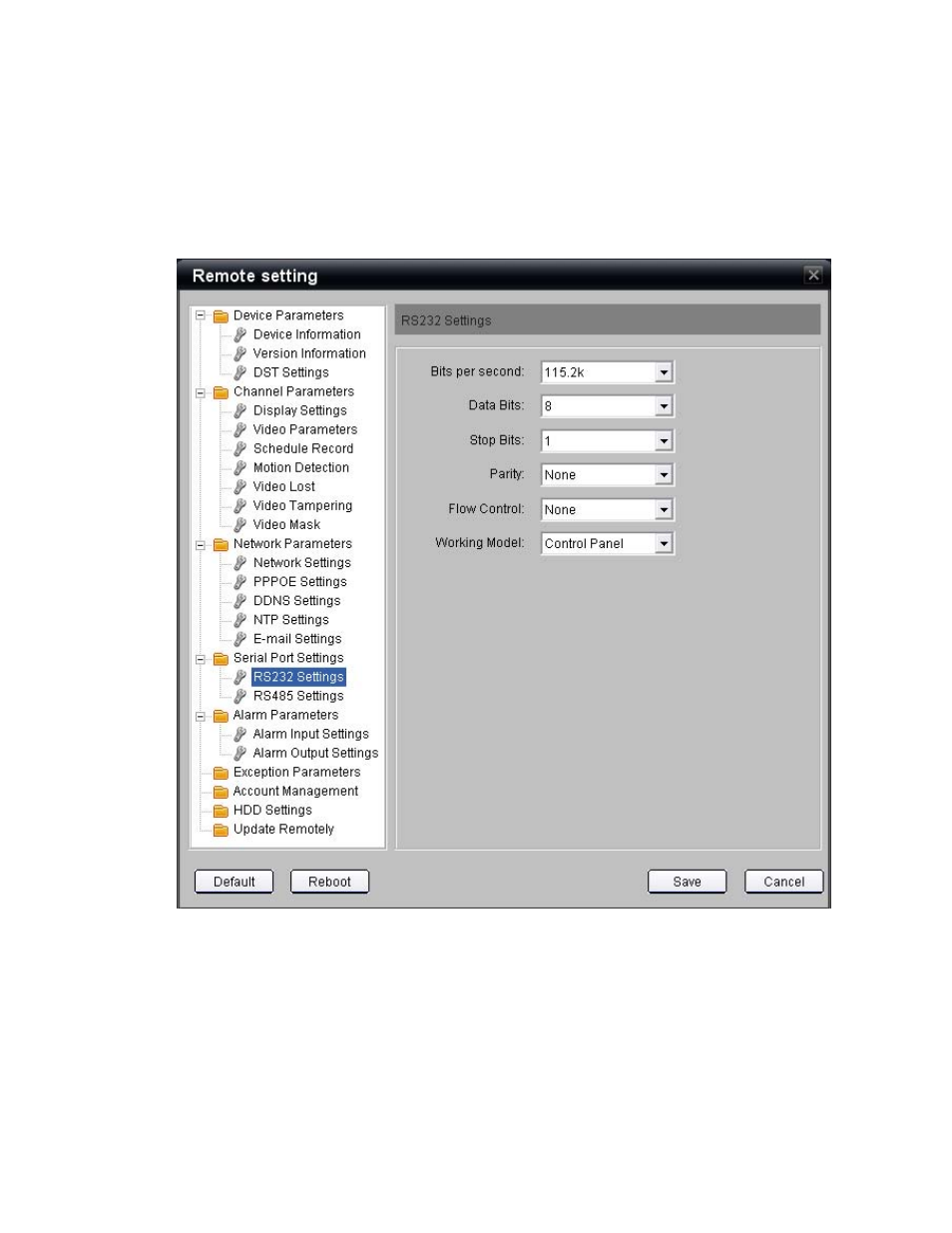 Serial port settings – rs-232 & rs-485, Serial port settings – rs-232 & rs-485 111, Rs-232 port | Rs-485 ports | Interlogix NVR 20 User Manual User Manual | Page 117 / 150