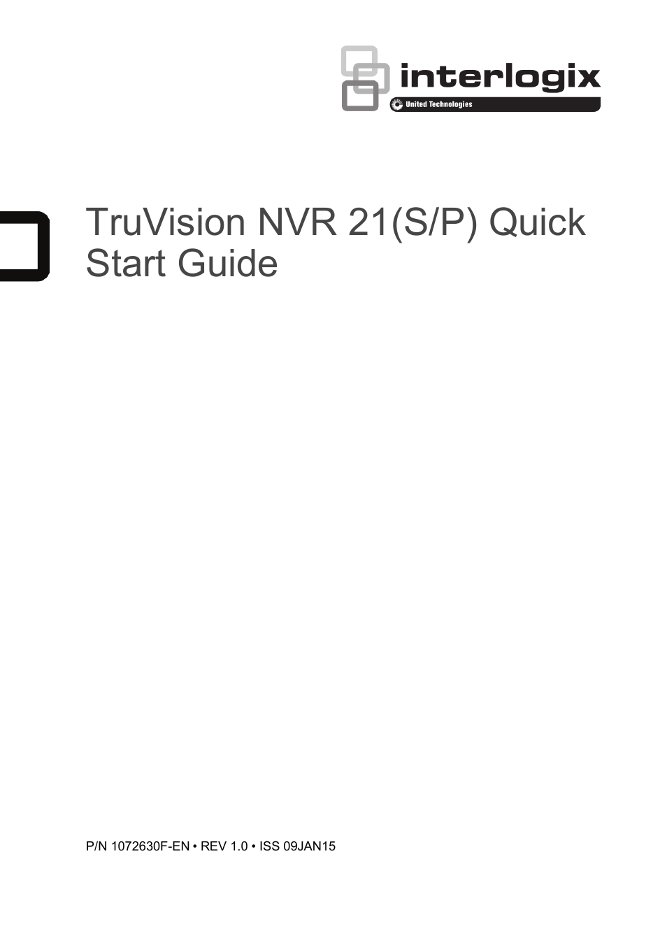 Interlogix NVR 21 (S/P) Quick Start User Manual | 8 pages