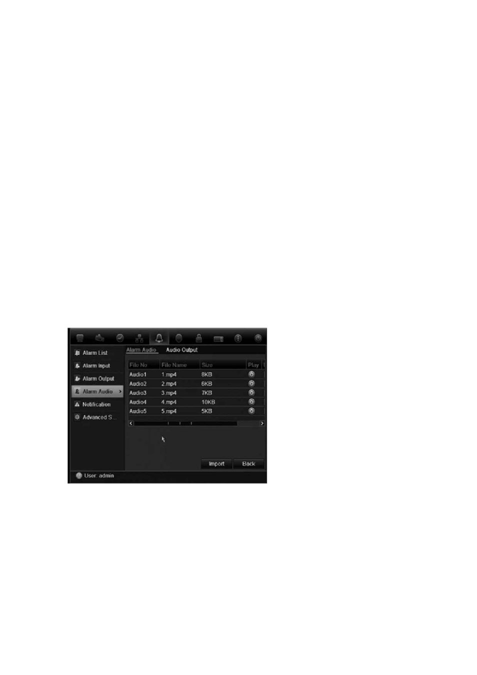 Alarm audio messages | Interlogix NVR 21 (S/P) User Manual User Manual | Page 102 / 180