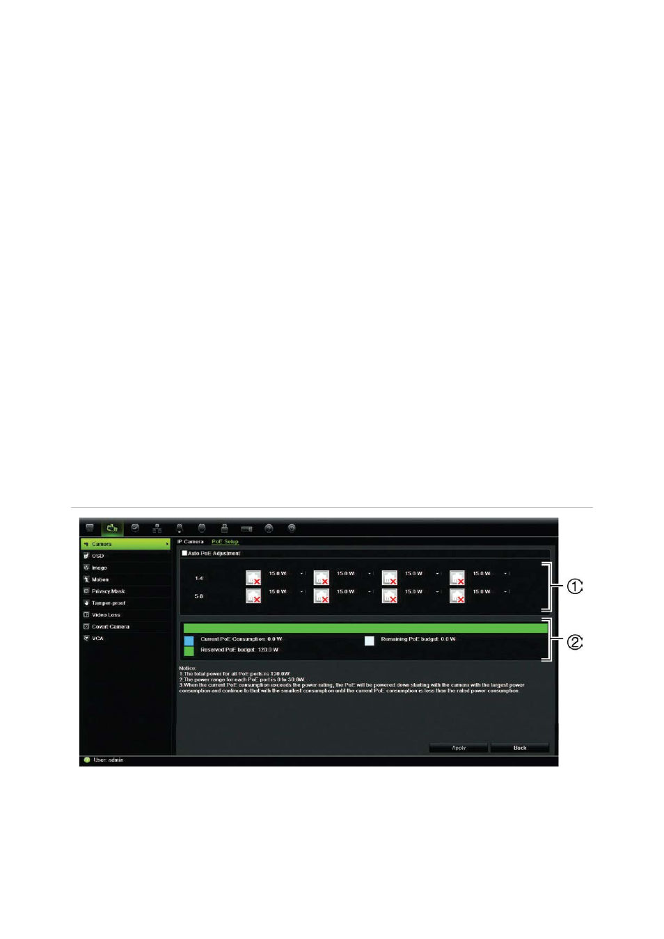 Poe power budget | Interlogix NVR 21 (S/P) User Manual User Manual | Page 129 / 180