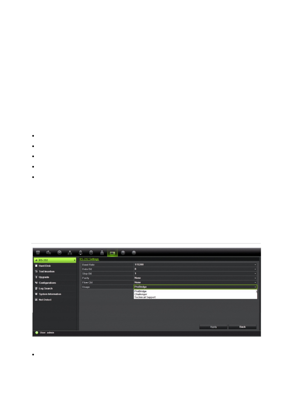 Chapter 15 recorder management, Configuring the rs-232 port | Interlogix NVR 21 (S/P) User Manual User Manual | Page 135 / 180