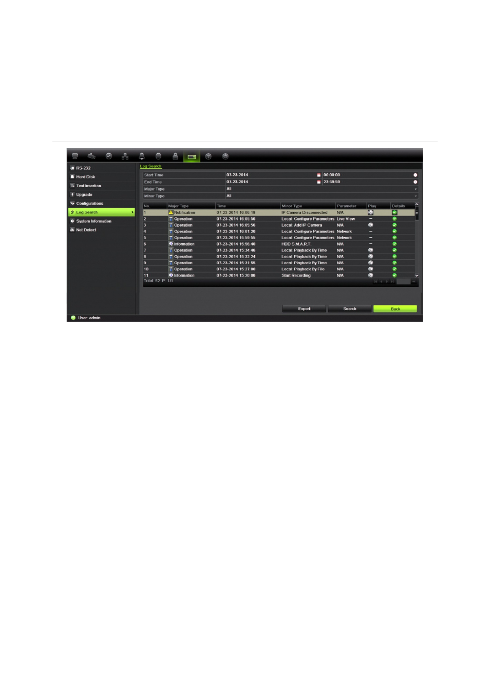 Playing back recordings from the system log, Playing back frame-by-frame | Interlogix NVR 21 (S/P) User Manual User Manual | Page 67 / 180