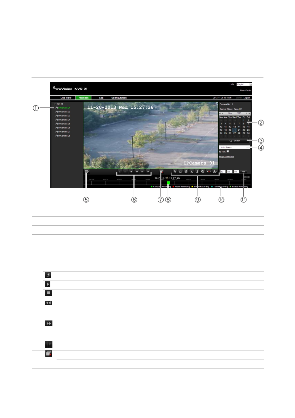 Searching and playing back recorded video | Interlogix NVR 21 (S/P) User Manual User Manual | Page 82 / 180