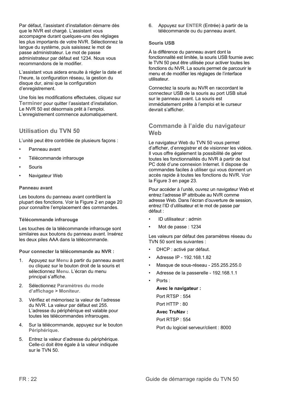 Utilisation du tvn 50, Commande à l’aide du navigateur web | Interlogix NVR 50 Quick Start User Manual | Page 24 / 64