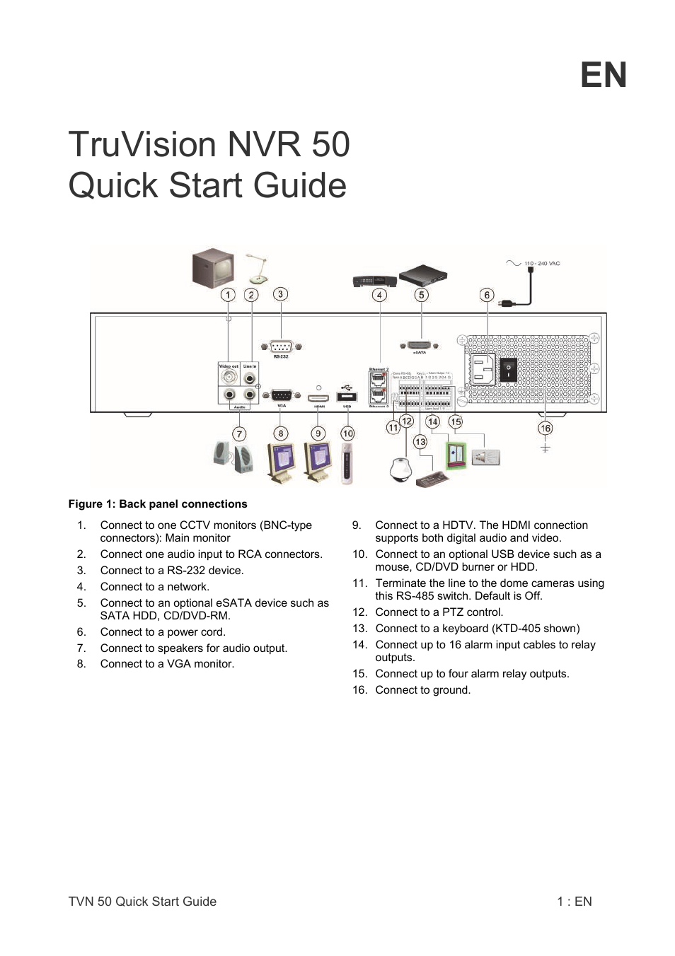 En truvision nvr 50 quick start guide | Interlogix NVR 50 Quick Start User Manual | Page 3 / 64