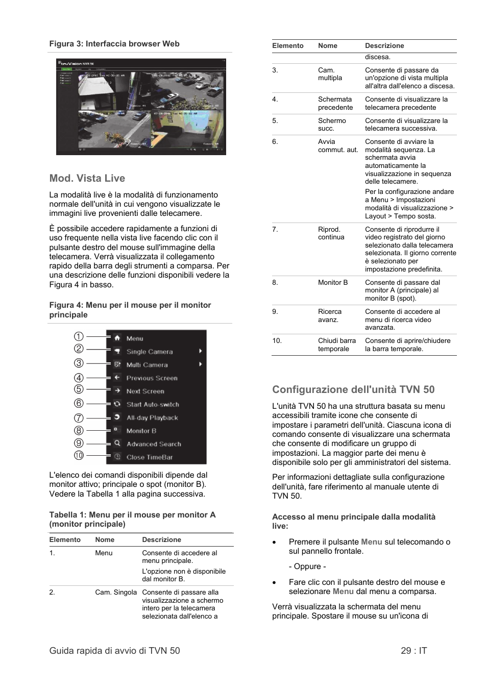 Mod. vista live, Configurazione dell'unità tvn 50, Guida rapida di avvio di tvn 50 29 : it | Interlogix NVR 50 Quick Start User Manual | Page 31 / 64