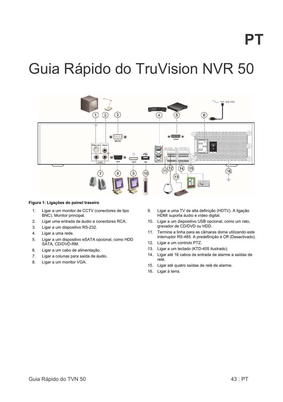 Pt guia rápido do truvision nvr 50 | Interlogix NVR 50 Quick Start User Manual | Page 45 / 64