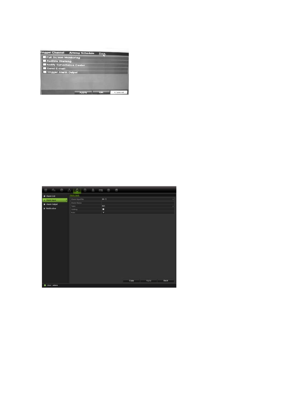 Setting up external alarms | Interlogix NVR 50 User Manual User Manual | Page 100 / 177