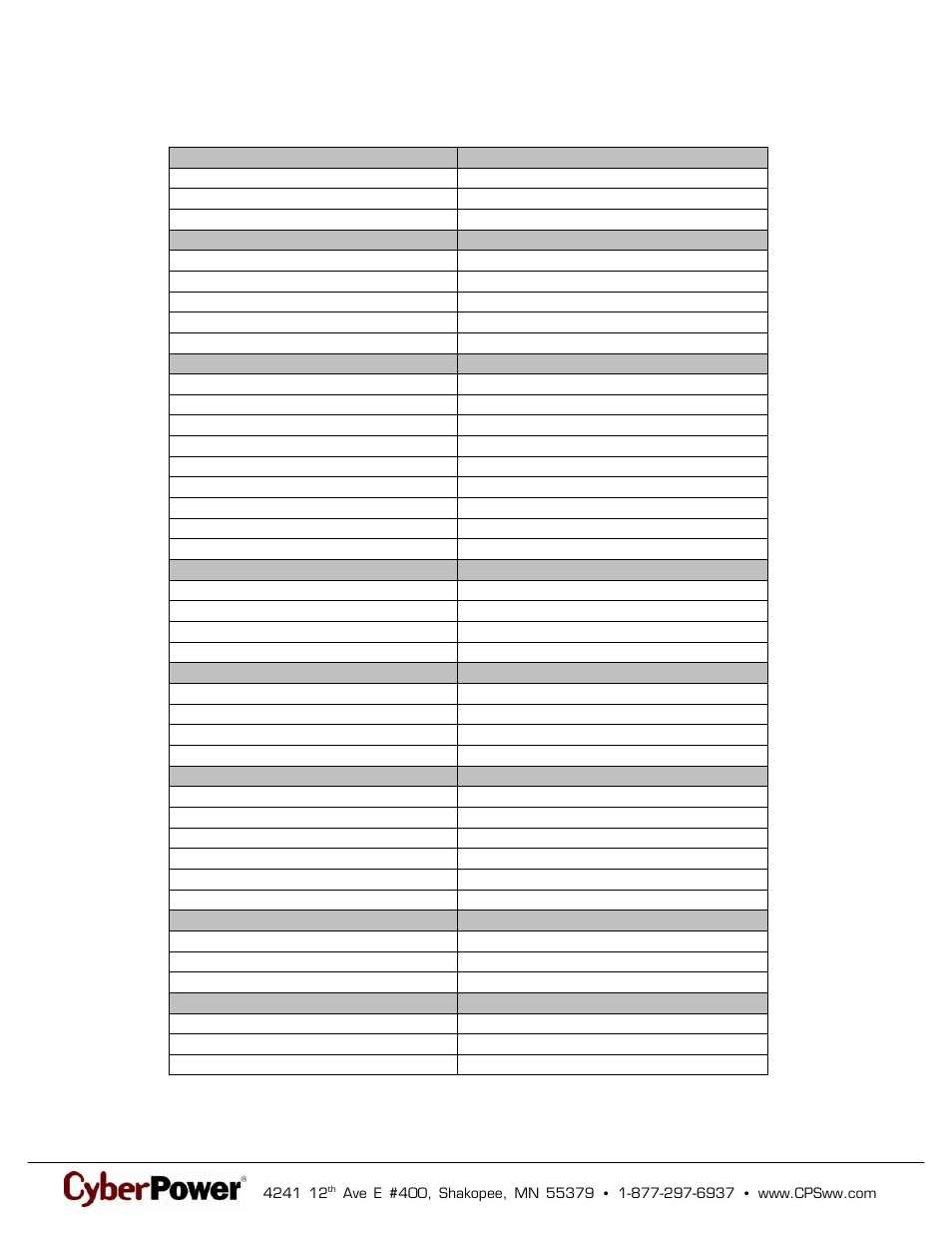 Technical specifications | CyberPower Systems 649532016006 User Manual | Page 2 / 2