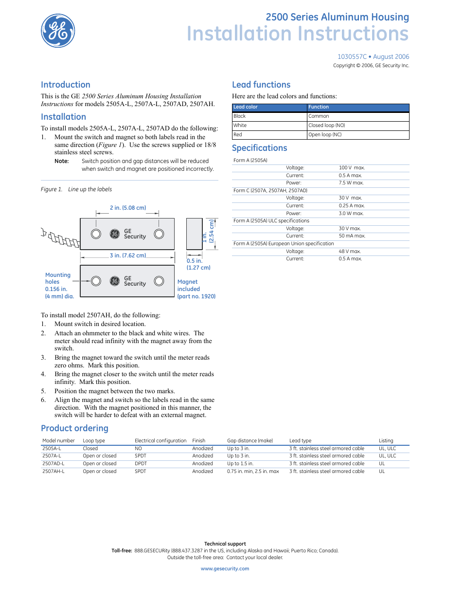 Interlogix 2500 Series User Manual | 1 page