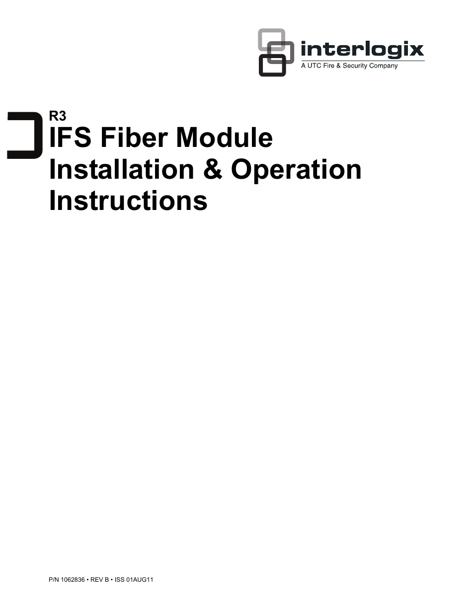 Interlogix R3 IFS Fiber Module User Manual | 6 pages