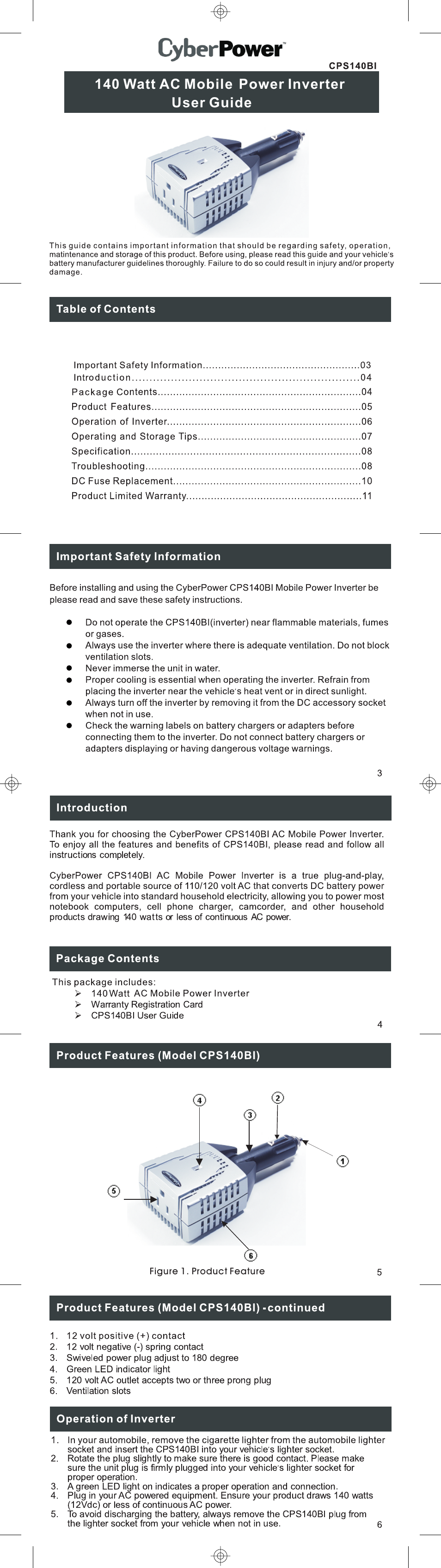 CyberPower Systems CPS140BI User Manual | 2 pages