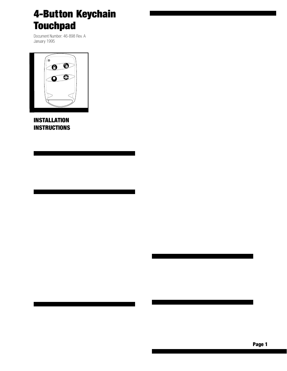 Interlogix 4-Button Keychain Touchpad User Manual | 3 pages