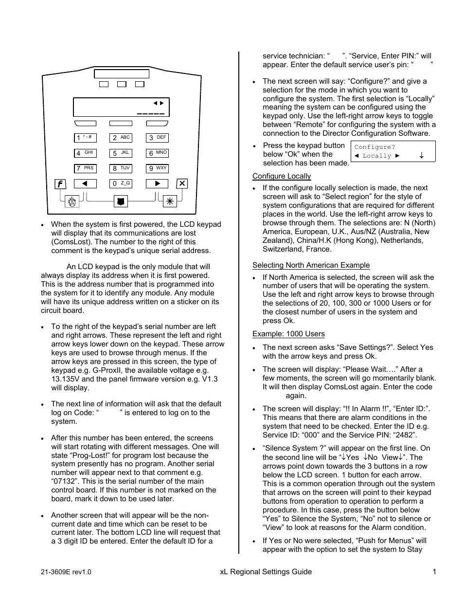 Powering on the system for the first time, Lcd keypad | Interlogix XL LCD Keypad Plus Regional Settings Guide User Manual | Page 5 / 121