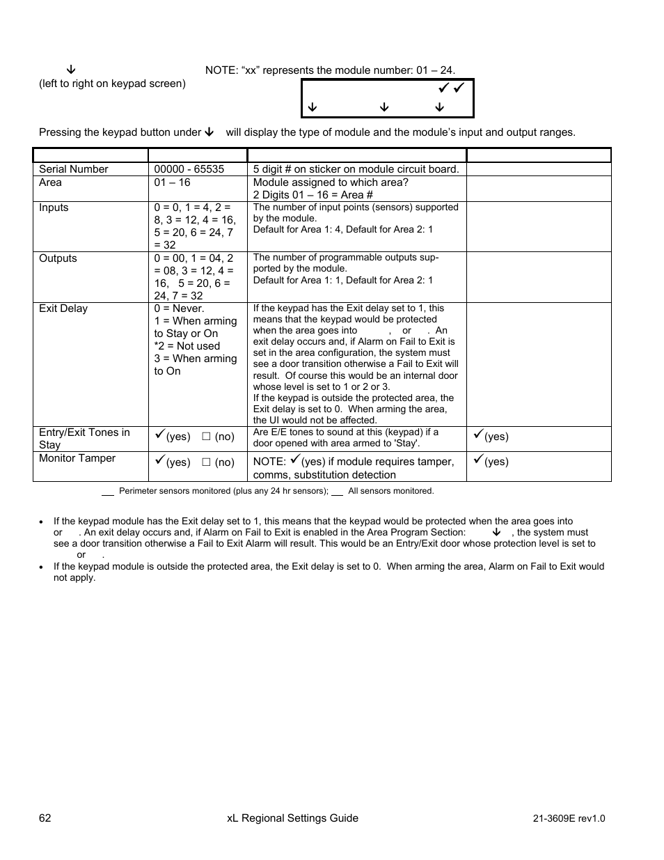 Program section: m001 (modules), Save, M001 | Interlogix XL LCD Keypad Plus Regional Settings Guide User Manual | Page 66 / 121