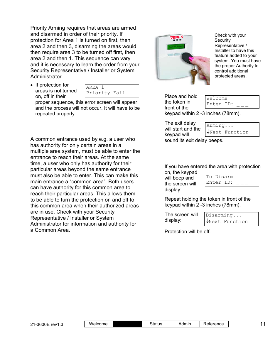 Area priority protection on/off, Common area protection on/off, Uk system operation | Interlogix XL LCD Keypad Plus User Guide User Manual | Page 19 / 54