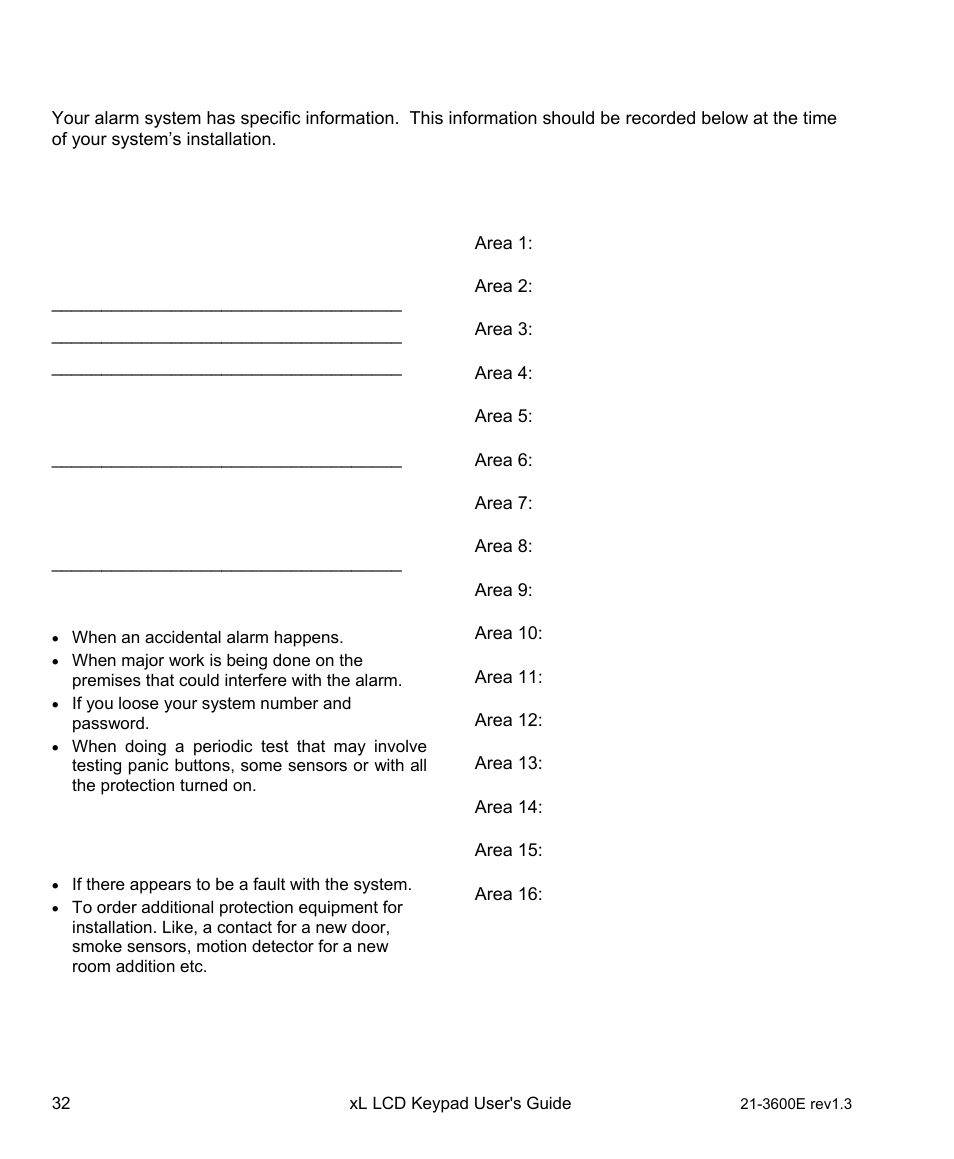 System information, Contact information, System details | Interlogix XL LCD Keypad Plus User Guide User Manual | Page 40 / 54