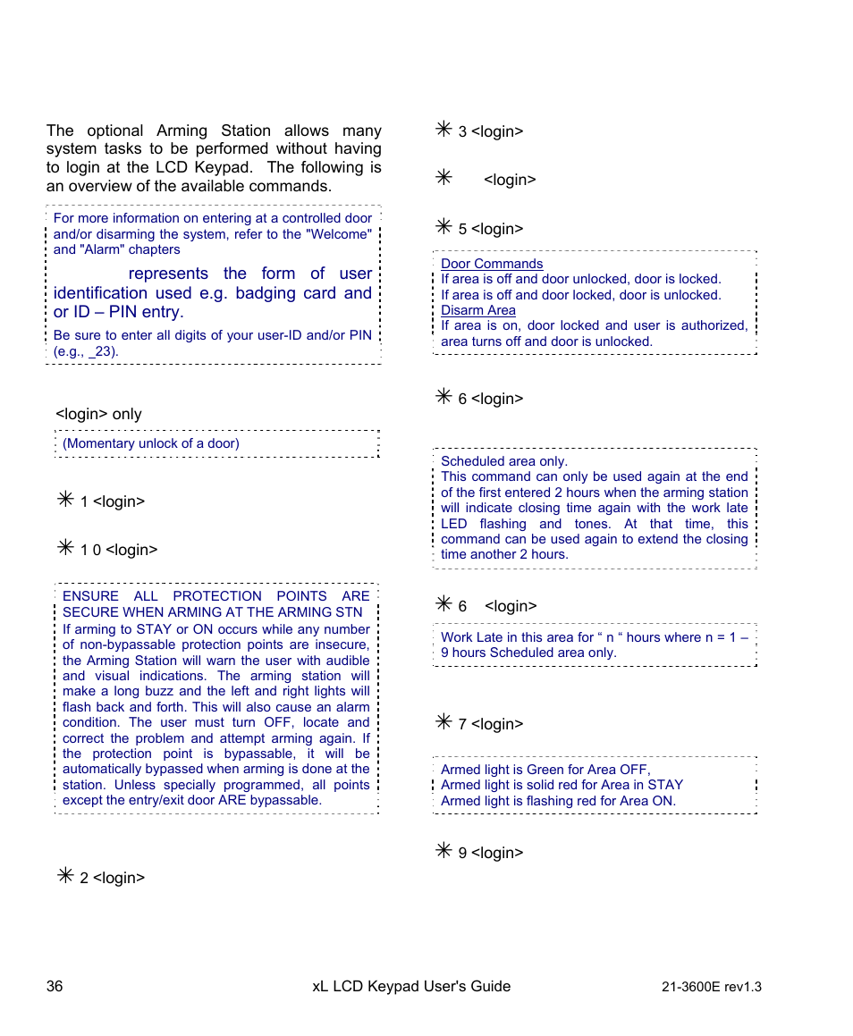 Arming station reference, Option) | Interlogix XL LCD Keypad Plus User Guide User Manual | Page 44 / 54