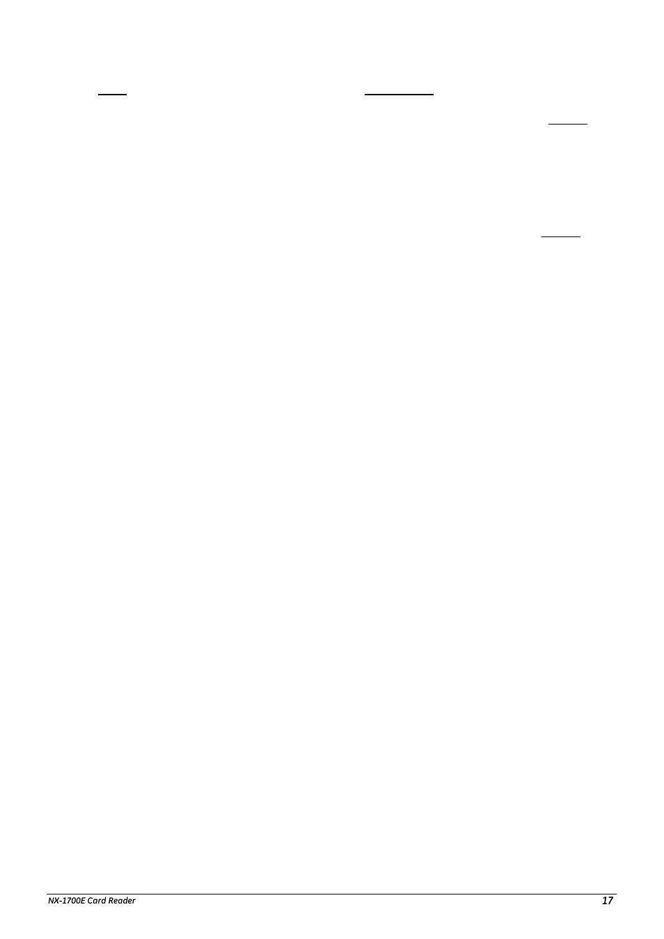 Ix. glossary, X. fcc information, Xi. underwriters laboratories information | Xii. specifications, Glossary, Fcc information, Underwriters laboratories information, Specifications | Interlogix NX-1700E User Manual | Page 17 / 18