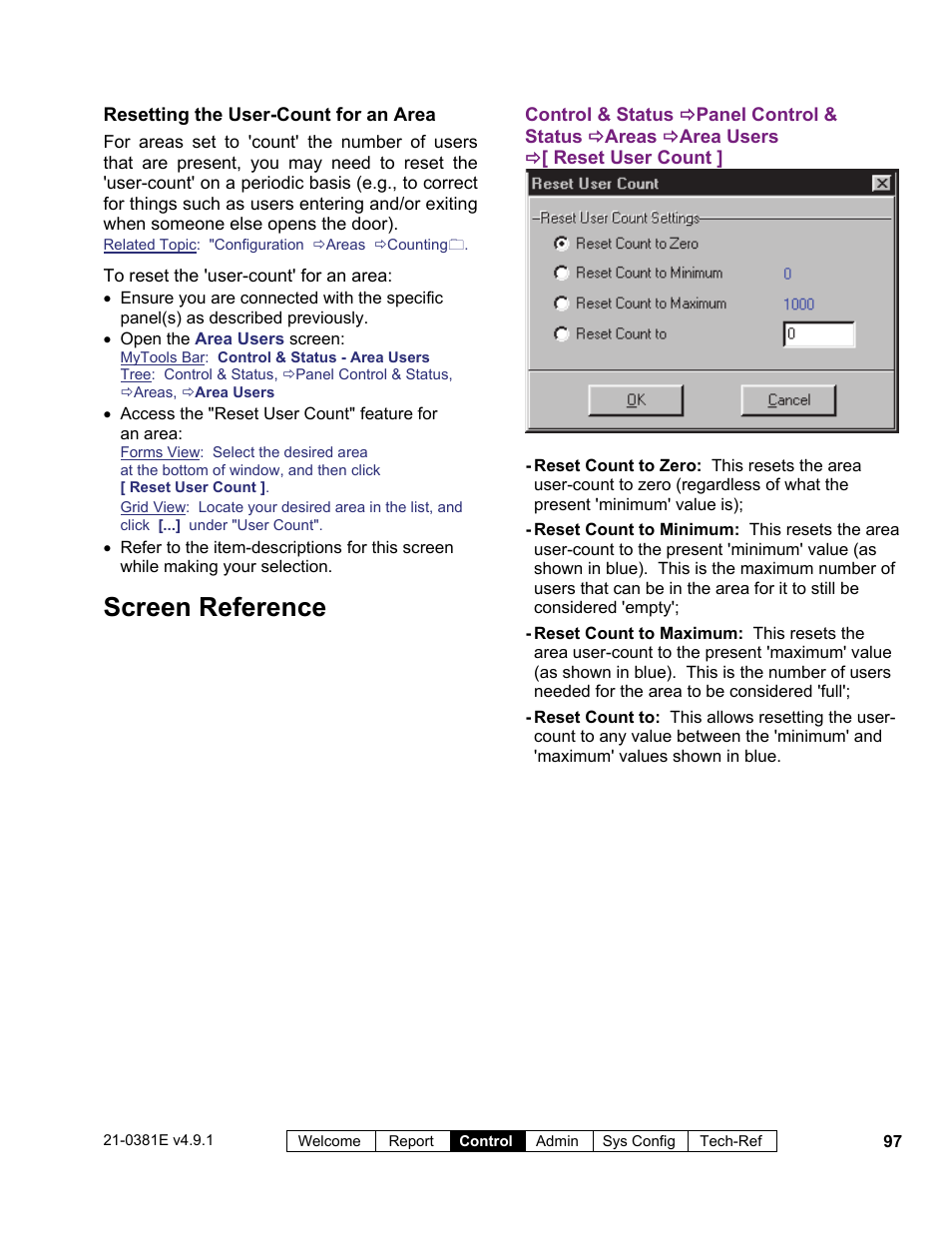 Screen reference | Interlogix VEREX Director User Manual | Page 105 / 383