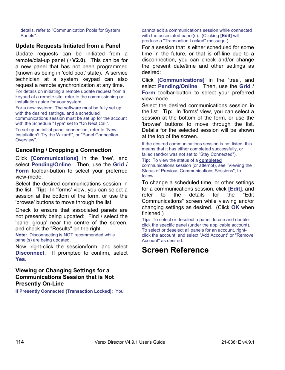 Screen reference | Interlogix VEREX Director User Manual | Page 122 / 383