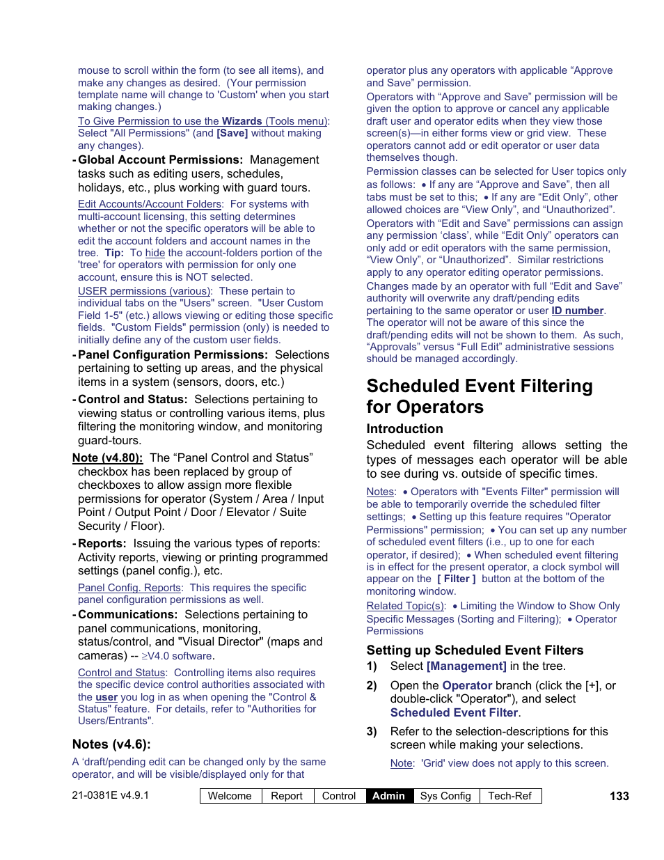 Scheduled event filtering for operators | Interlogix VEREX Director User Manual | Page 141 / 383