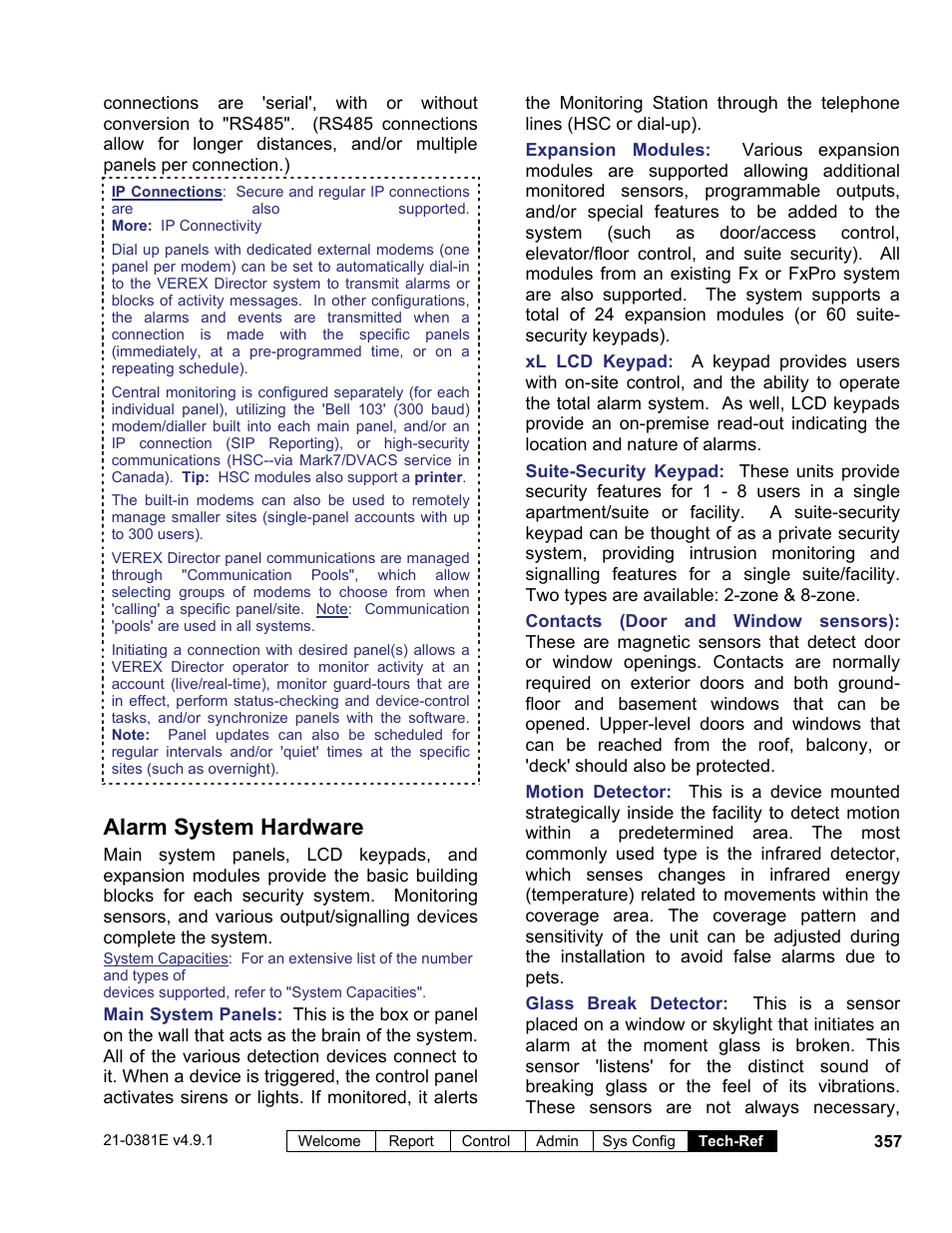 Alarm system hardware | Interlogix VEREX Director User Manual | Page 365 / 383