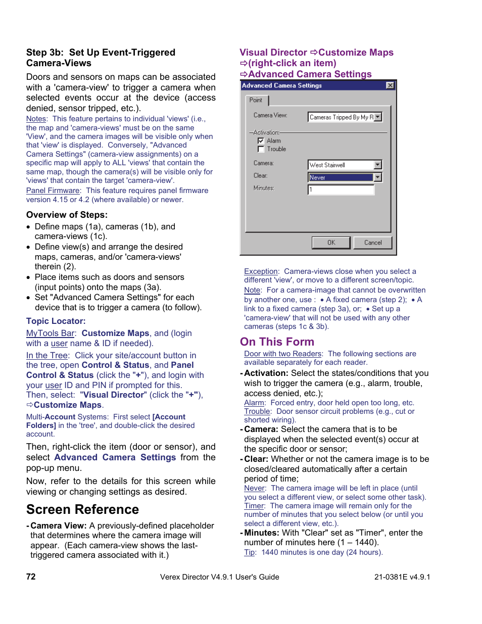 Screen reference, On this form | Interlogix VEREX Director User Manual | Page 80 / 383