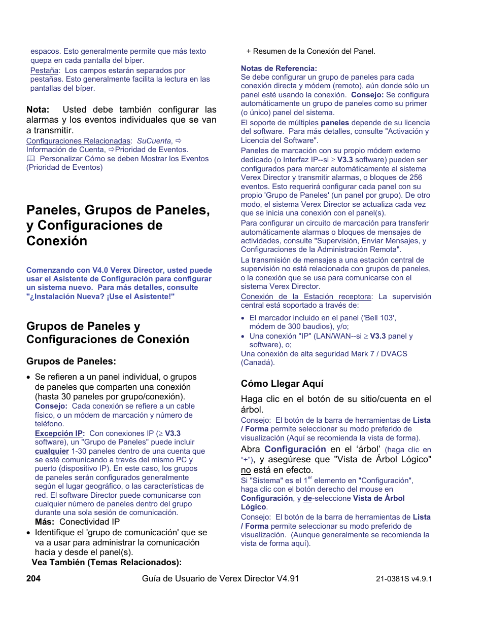 Grupos de paneles y configuraciones de conexión | Interlogix VEREX Director User Manual | Page 214 / 378