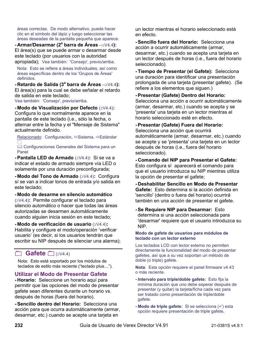 Gafete | Interlogix VEREX Director User Manual | Page 242 / 378
