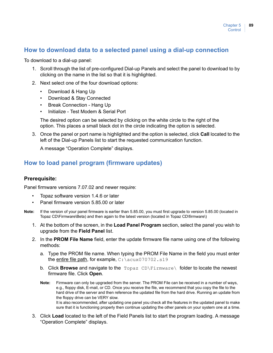 How to load panel program (firmware updates) | Interlogix Topaz User Manual User Manual | Page 107 / 420