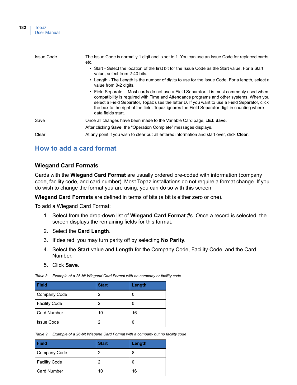How to add a card format | Interlogix Topaz User Manual User Manual | Page 200 / 420