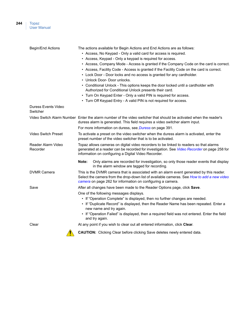 Interlogix Topaz User Manual User Manual | Page 262 / 420