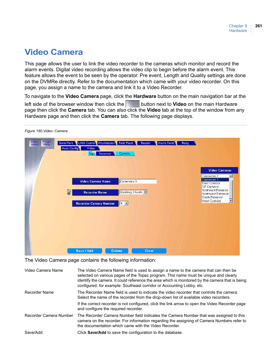 Video camera, Figure 180.video: camera | Interlogix Topaz User Manual User Manual | Page 279 / 420