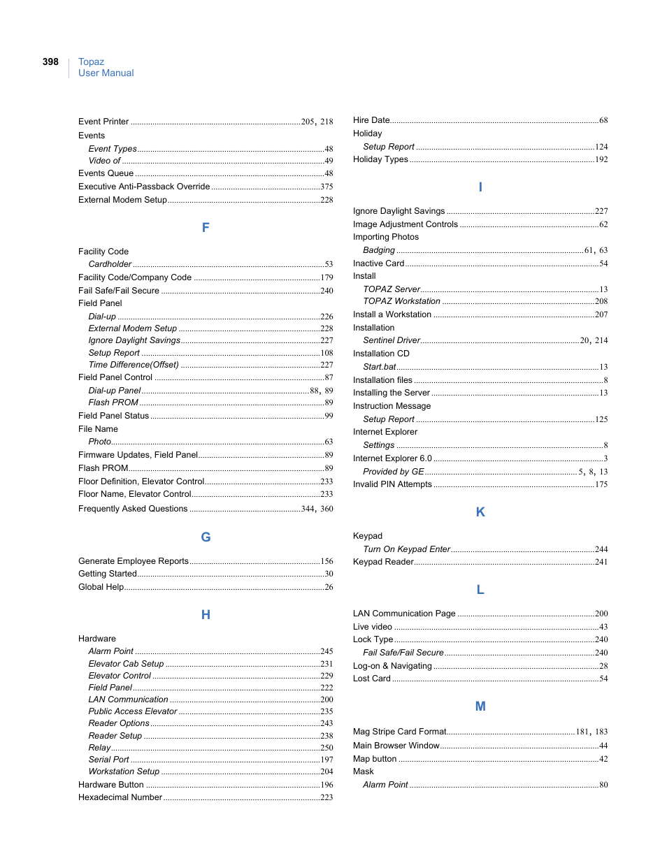 Interlogix Topaz User Manual User Manual | Page 416 / 420