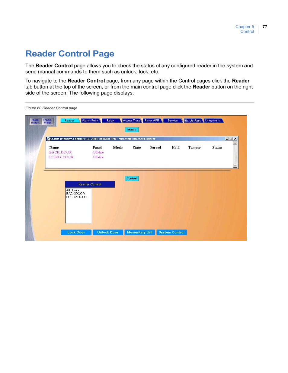 Reader control page | Interlogix Topaz User Manual User Manual | Page 95 / 420