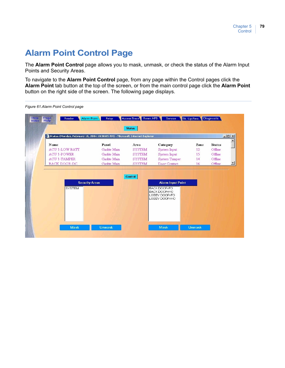 Alarm point control page | Interlogix Topaz User Manual User Manual | Page 97 / 420