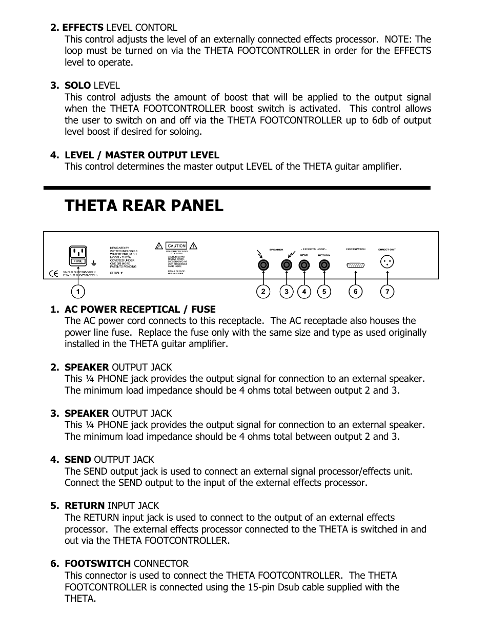 Theta rear panel | ISP Technologies THETA Head User Manual | Page 9 / 13