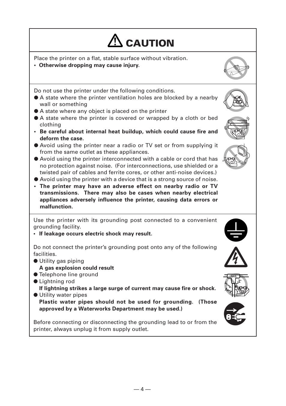 Caution | CITIZEN LINE THERMAL PRINTER CT-S280 User Manual | Page 8 / 33