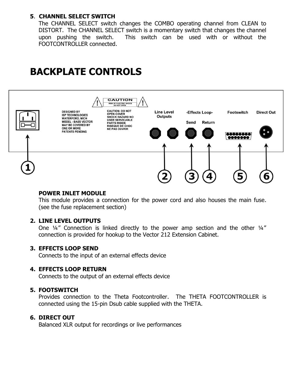Backplate controls | ISP Technologies THETA 212 Combo User Manual | Page 10 / 13