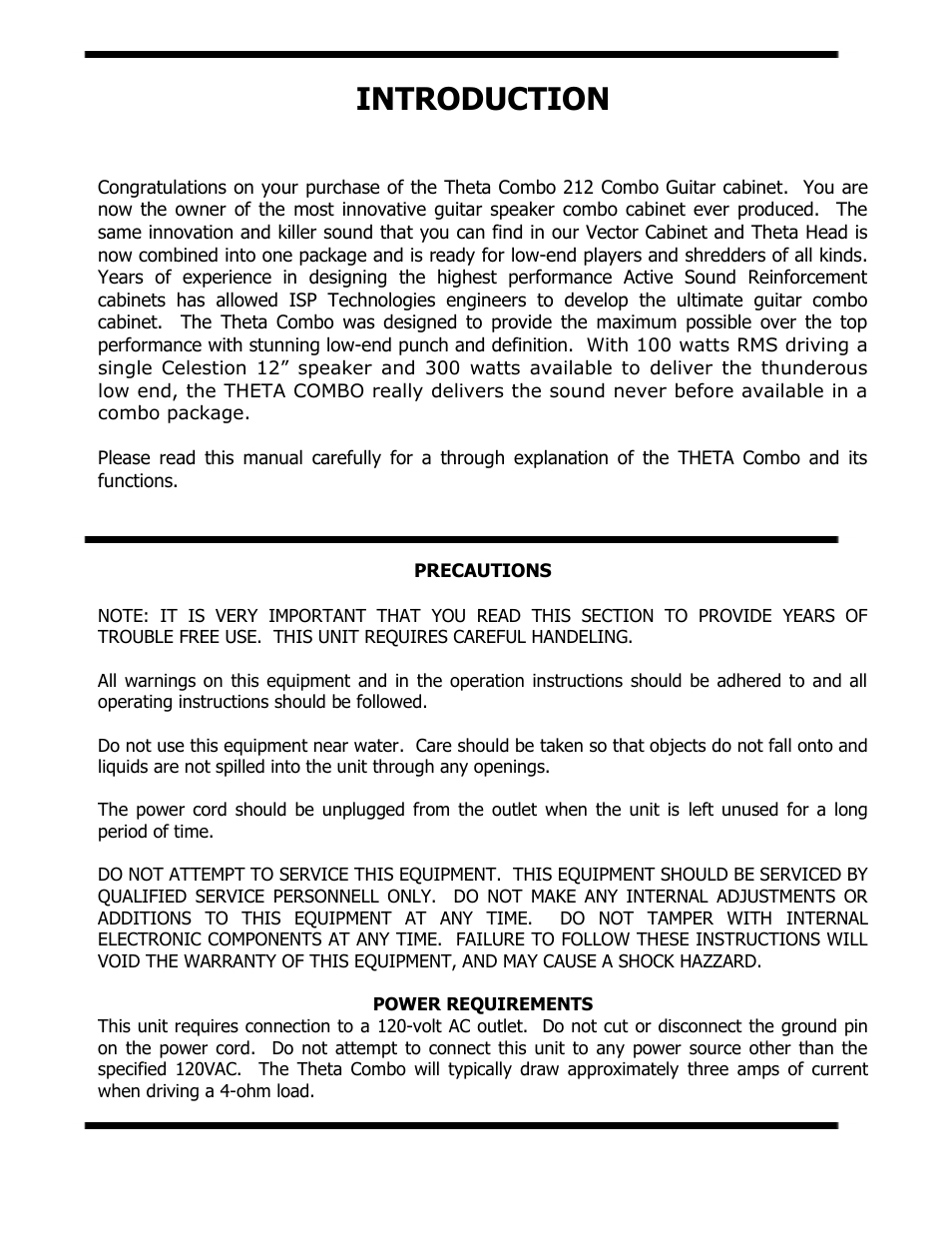 Introduction | ISP Technologies THETA 212 Combo User Manual | Page 2 / 13