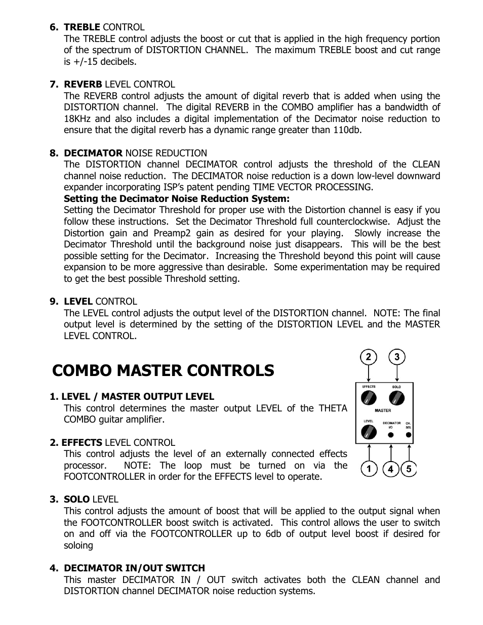Combo master controls | ISP Technologies THETA 212 Combo User Manual | Page 9 / 13