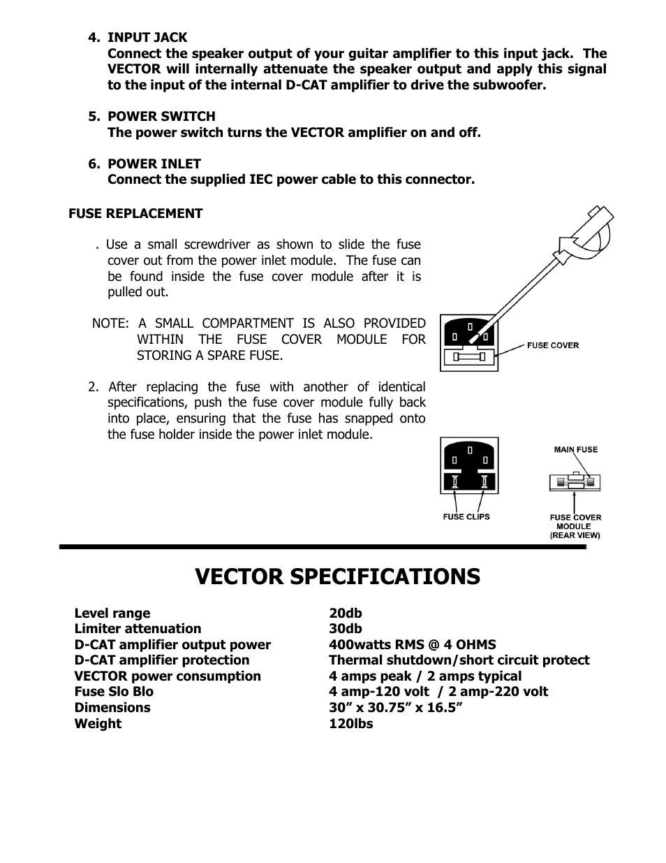 Vector specifications | ISP Technologies VECTOR User Manual | Page 6 / 7