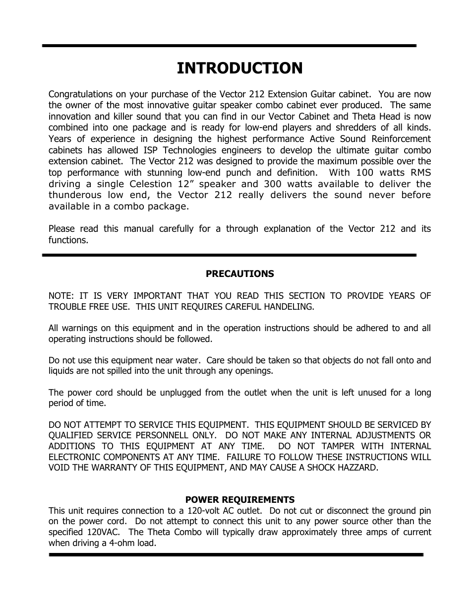 Introduction | ISP Technologies VECTOR 212 EXT User Manual | Page 2 / 6