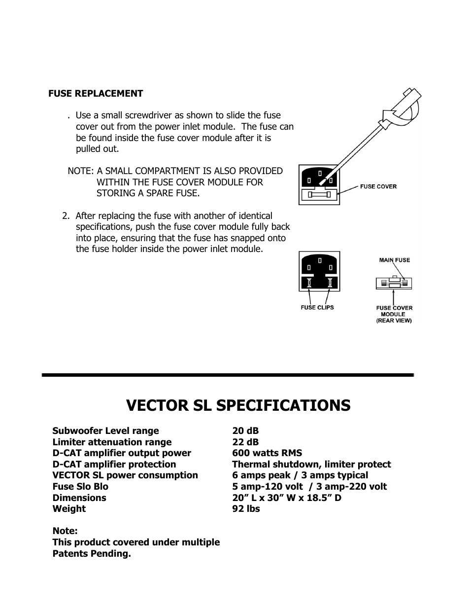 Vector sl specifications | ISP Technologies VECTOR SL User Manual | Page 7 / 8