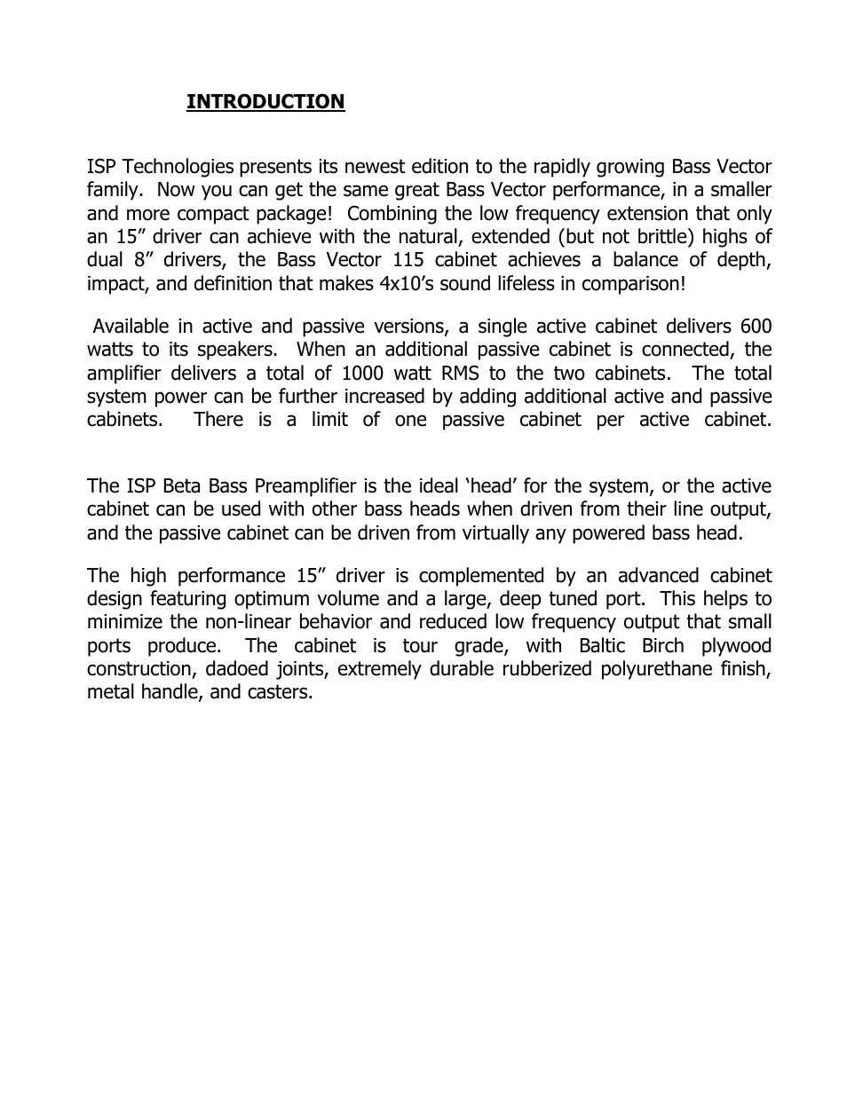ISP Technologies BASS VECTOR 115 User Manual | Page 2 / 7